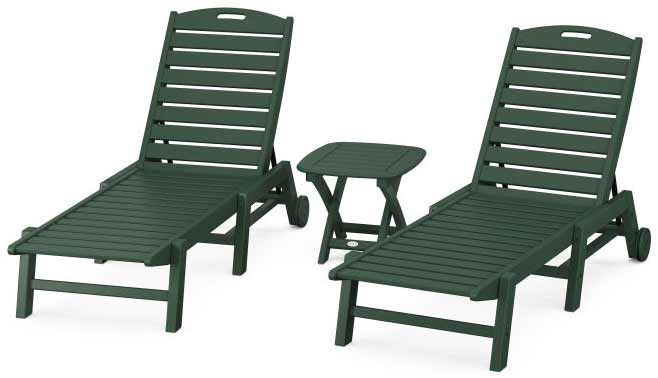 POLYWOOD® Nautical 3-Piece Chaise With Wheels Set - PWS157-1 Chaise POLYWOOD®