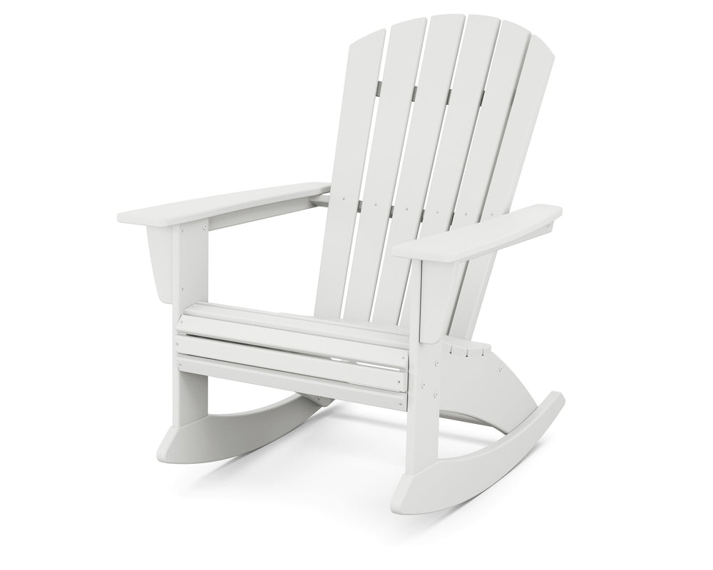 Nautical Curveback Adirondack Rocking Chair - White