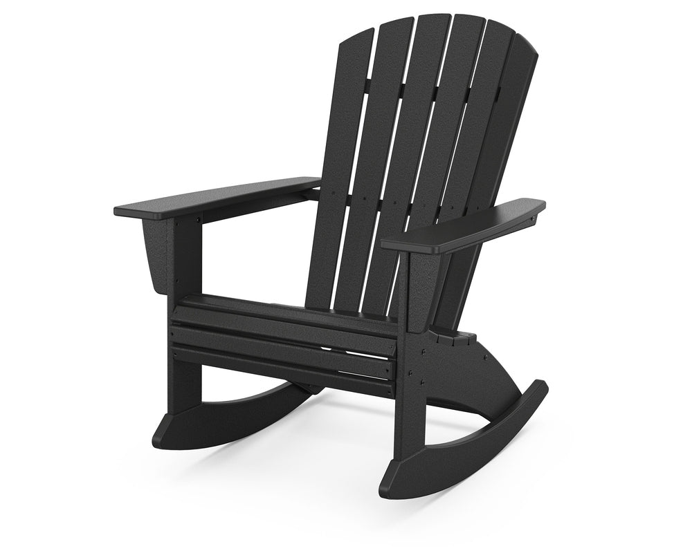Nautical Curveback Adirondack Rocking Chair - Black