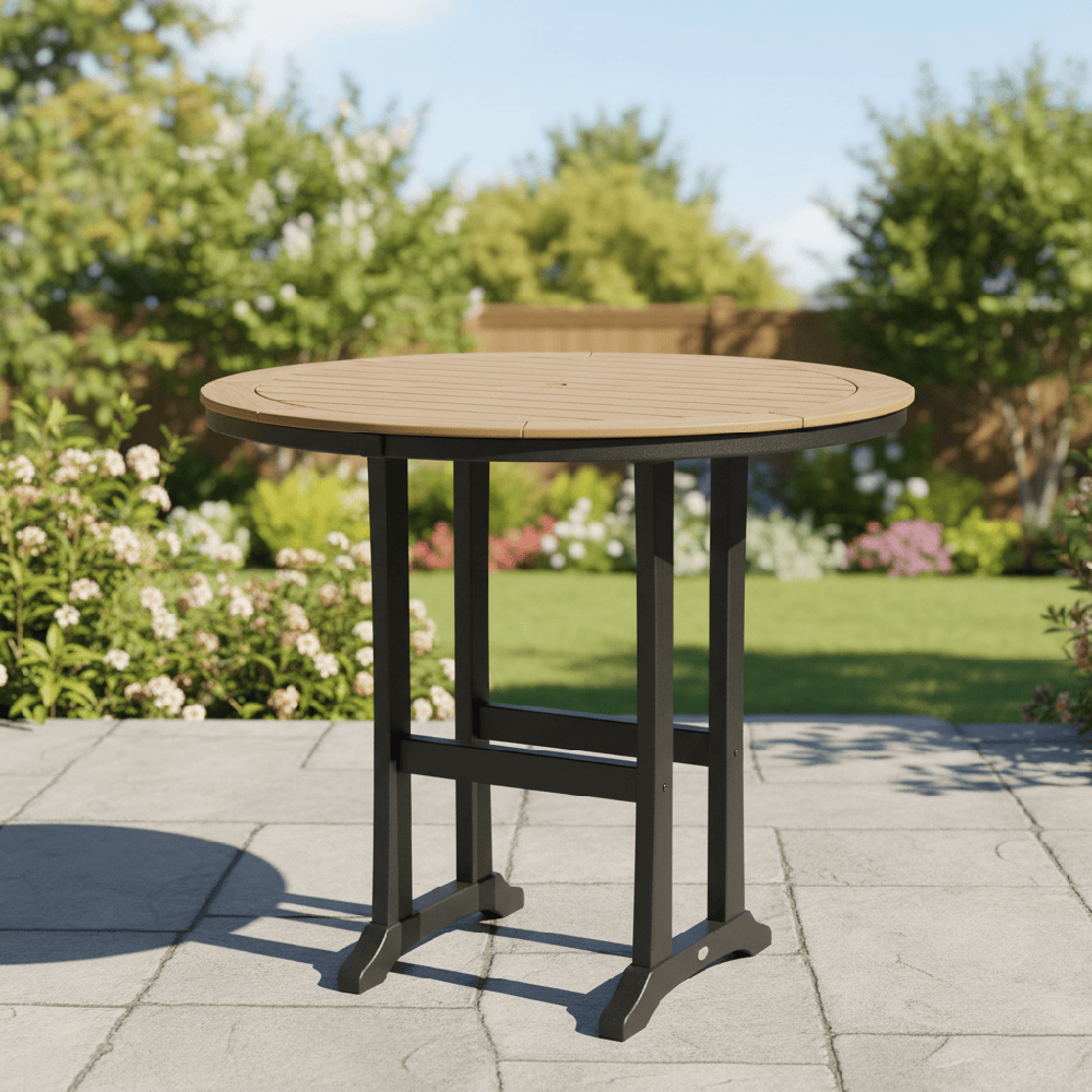 POLYWOOD® Nautical Trestle 48" Round Bar Table - Select Accents - RBT448-L1 Table POLYWOOD®