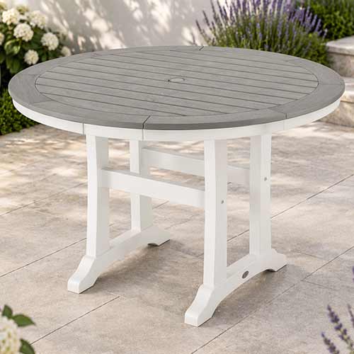 POLYWOOD® Nautical Trestle 48" Round Counter Table - Select Accents - RRT448-L1