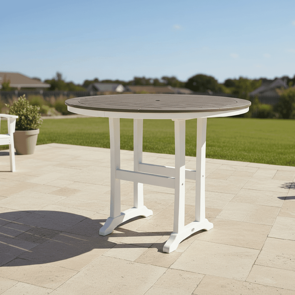 POLYWOOD® Nautical Trestle 48" Round Counter Table - Select Accents - RRT448-L1 Dining Table POLYWOOD®