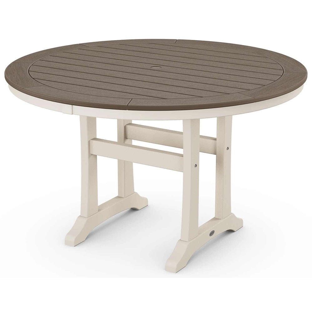 POLYWOOD® Nautical Trestle 48" Round Dining Table - Select Accents - RT448-L1