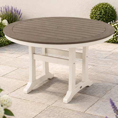 POLYWOOD® Nautical Trestle 48" Round Dining Table - Select Accents - RT448-L1