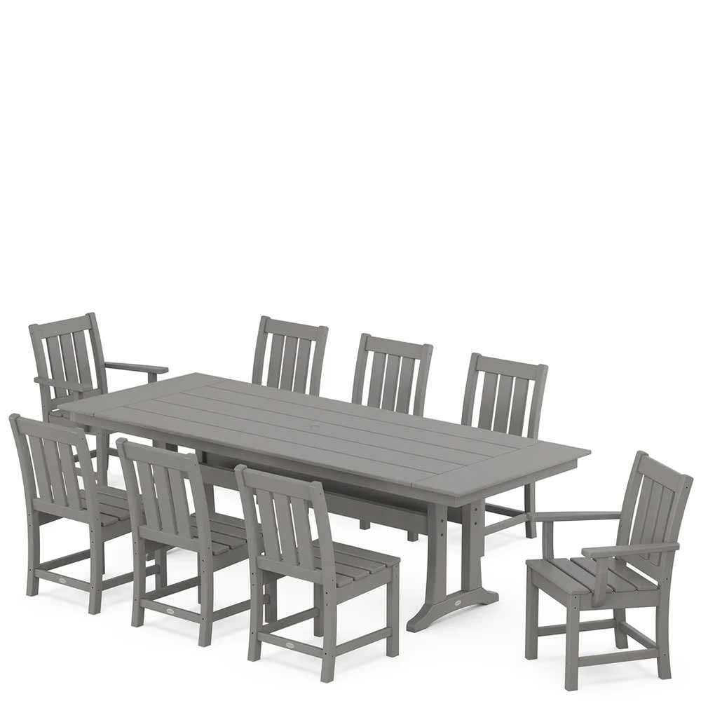 POLYWOOD® Oxford 9-Piece Farmhouse Dining Set with Trestle Legs - PWS2065-1