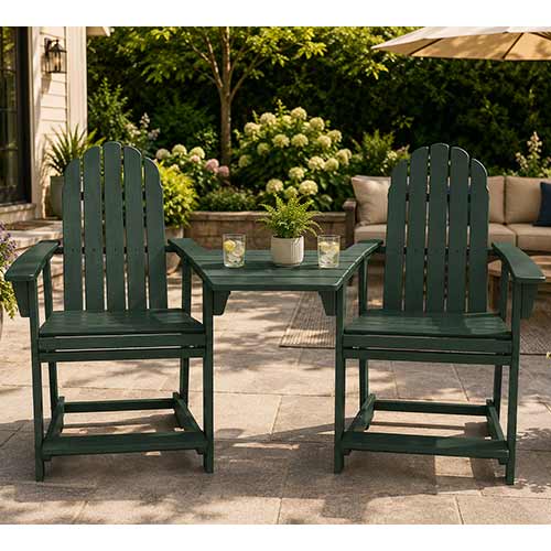 POLYWOOD® Vineyard 2 Curveback Adirondack Counter Chairs & Angled Adirondack Dining Connecting Table