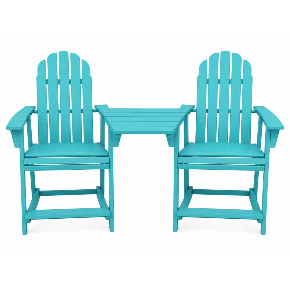 POLYWOOD® Vineyard 2 Curveback Adirondack Counter Chairs & Angled Adirondack Dining Connecting Table