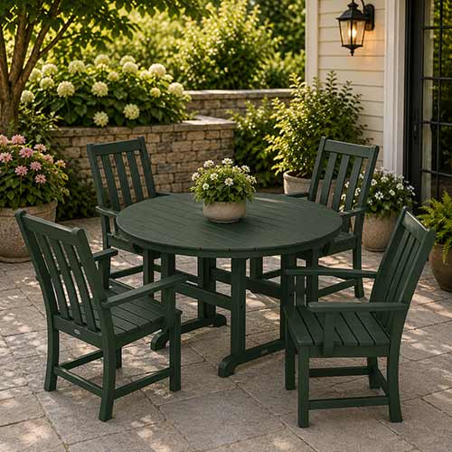 POLYWOOD® Vineyard 5-Piece Round Farmhouse Dining Set - PWS651-1