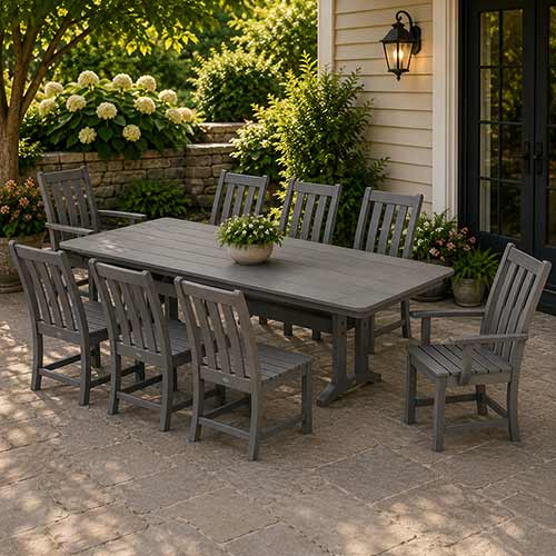 POLYWOOD® Vineyard 9-Piece Farmhouse Dining Set with Trestle Legs - PWS1432-1