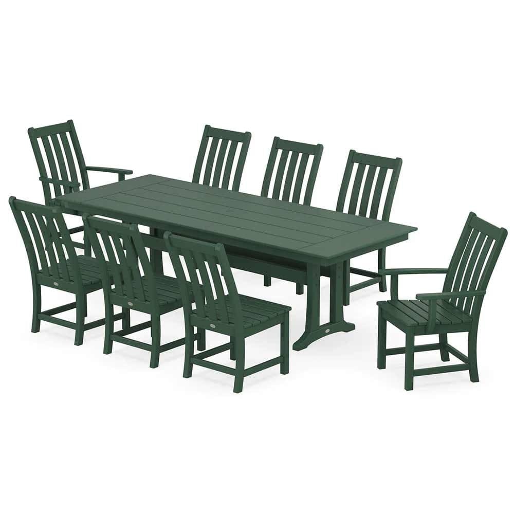 POLYWOOD® Vineyard 9-Piece Farmhouse Dining Set with Trestle Legs - PWS1432-1 Dining Set POLYWOOD®