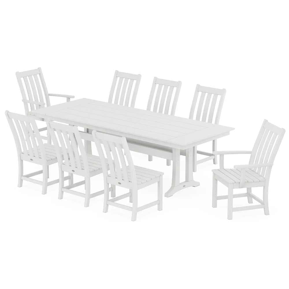 POLYWOOD® Vineyard 9-Piece Farmhouse Dining Set with Trestle Legs - PWS1432-1 Dining Set POLYWOOD®