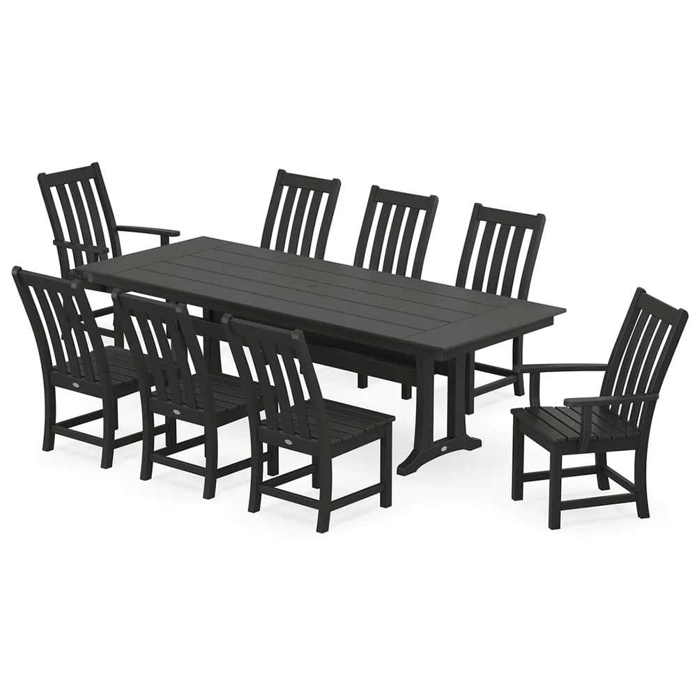 POLYWOOD® Vineyard 9-Piece Farmhouse Dining Set with Trestle Legs - PWS1432-1 Dining Set POLYWOOD®