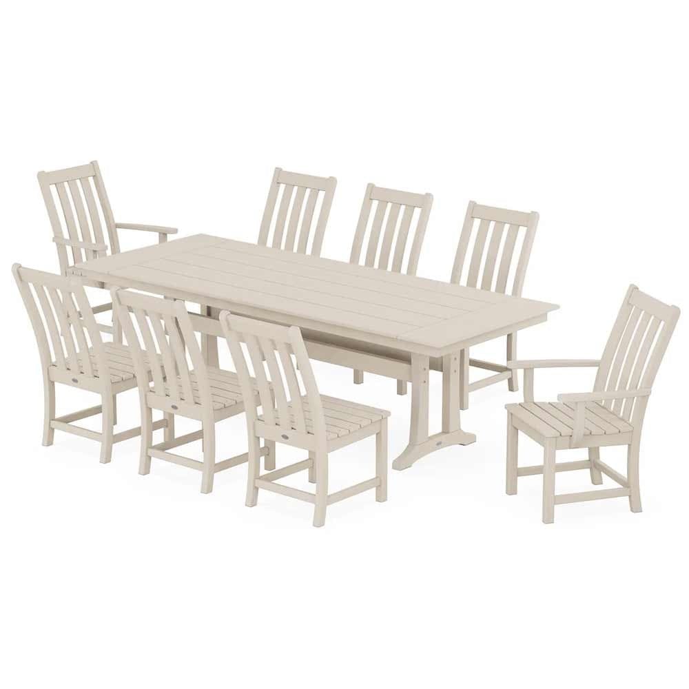 POLYWOOD® Vineyard 9-Piece Farmhouse Dining Set with Trestle Legs - PWS1432-1 Dining Set POLYWOOD®