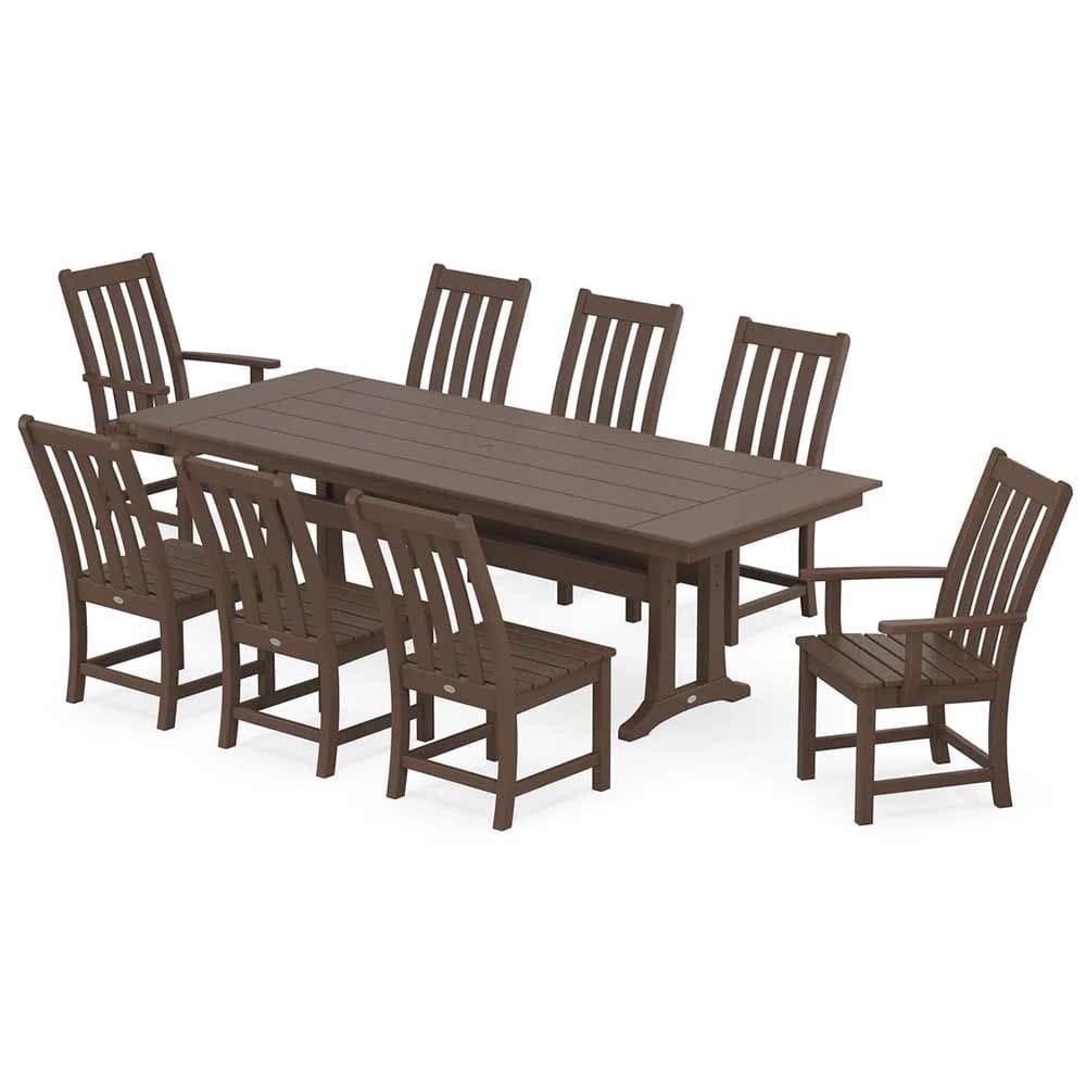 POLYWOOD® Vineyard 9-Piece Farmhouse Dining Set with Trestle Legs - PWS1432-1 Dining Set POLYWOOD®