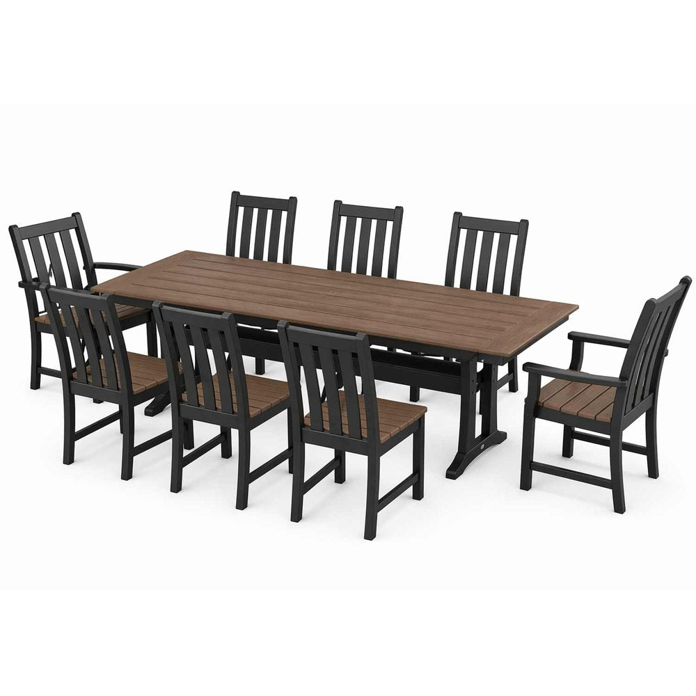 POLYWOOD® Vineyard 9-Piece Farmhouse Select Accent Dining Set with Trestle Legs - PWS1432-1