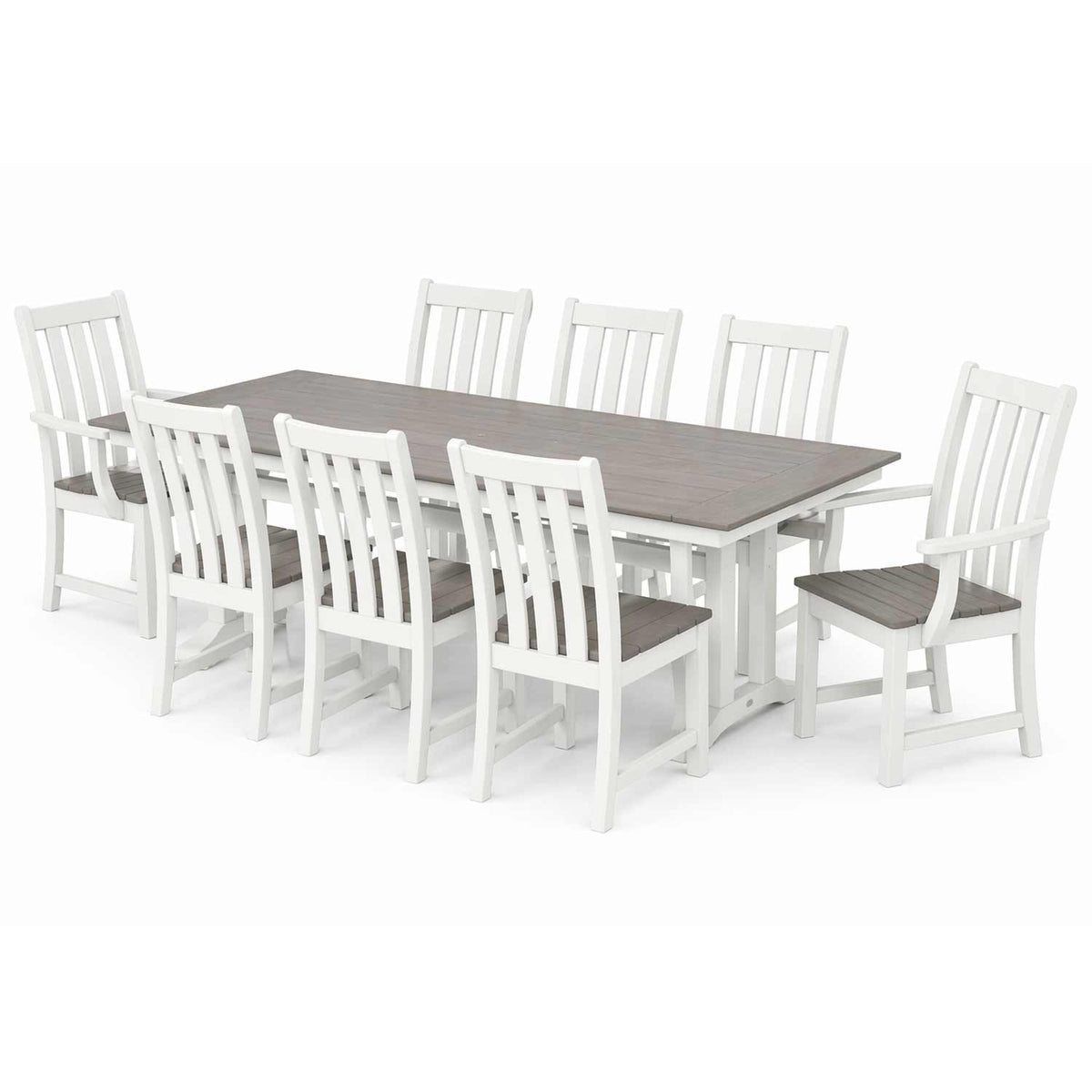 POLYWOOD® Vineyard 9-Piece Farmhouse Select Accent Dining Set with Trestle Legs - PWS1432-1