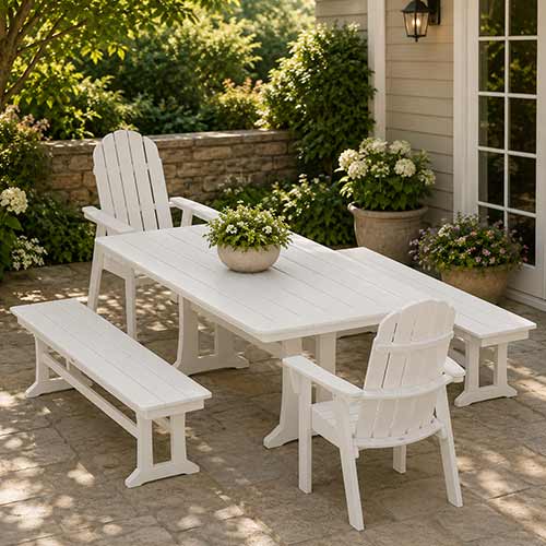 POLYWOOD® Vineyard Adirondack 5-Piece Dining Set with Trestle Legs - PWS1066-1
