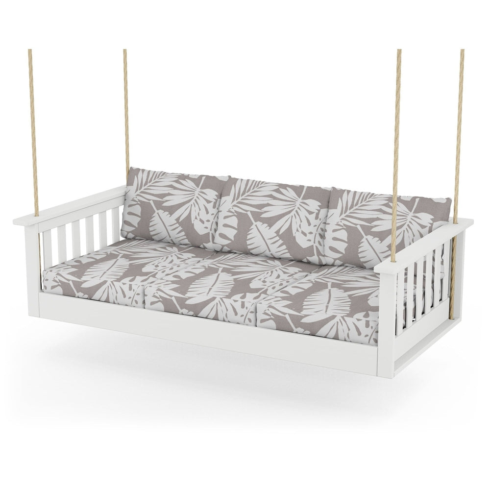 Vineyard Daybed Swing - White / Leaf Grey Mist