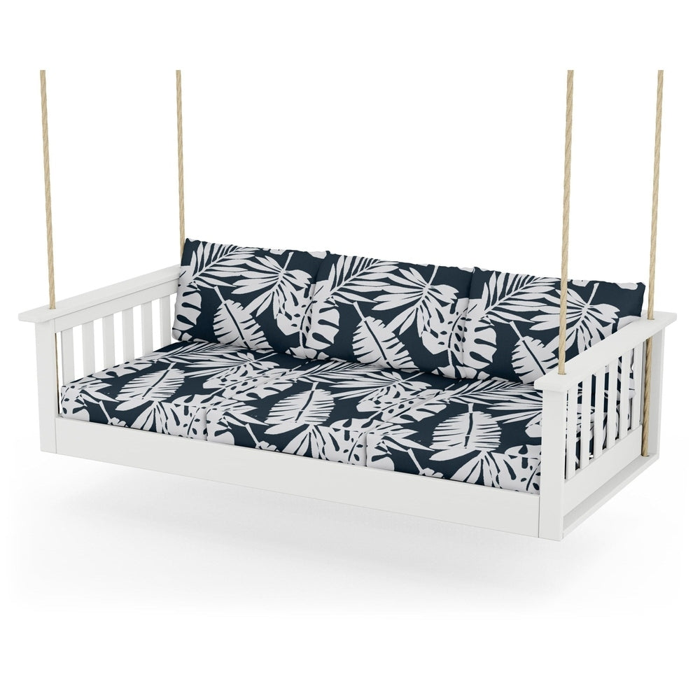 Vineyard Daybed Swing - White / Leaf Marine Indigo