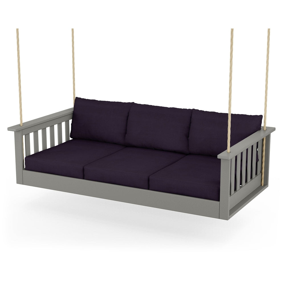 Vineyard Daybed Swing - Slate Grey / Navy Linen