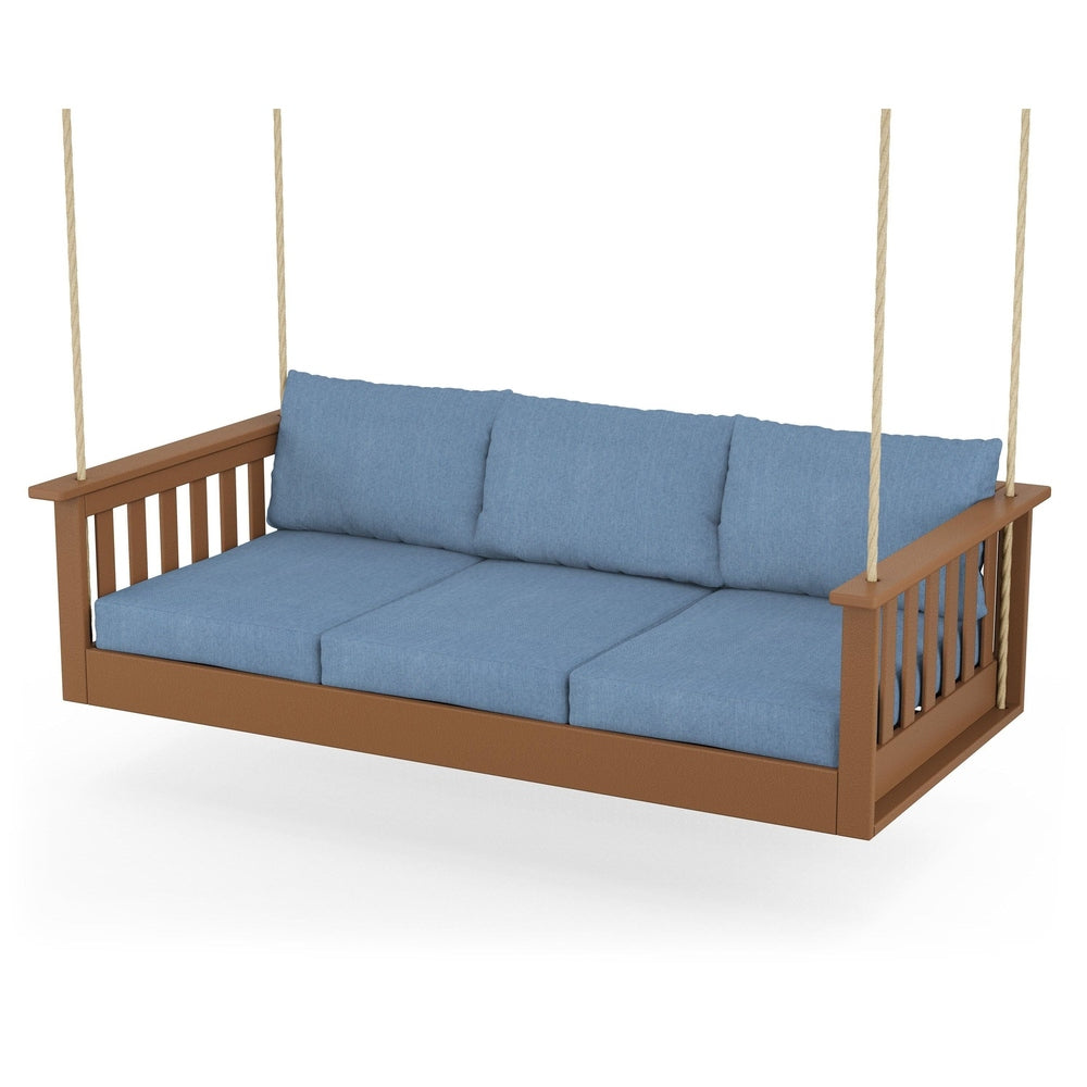 Vineyard Daybed Swing - Teak / Sky Blue