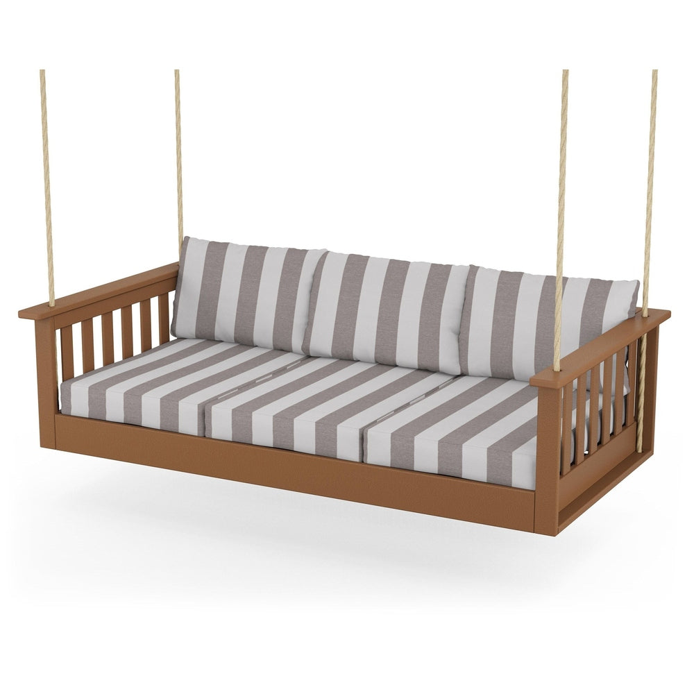 Vineyard Daybed Swing - Teak / Cabana Stripe Grey Mist