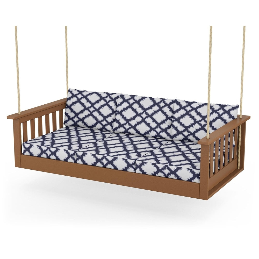Vineyard Daybed Swing - Teak / Trellis Navy
