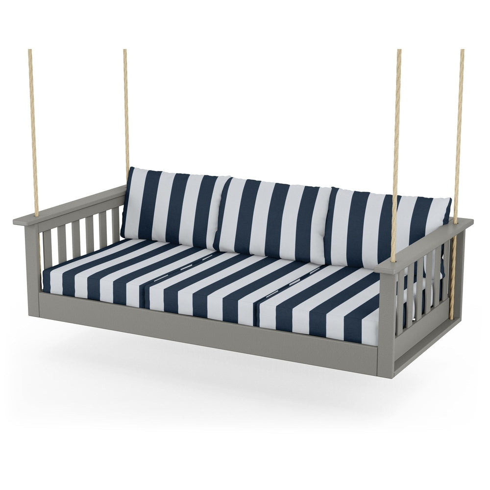 Vineyard Daybed Swing - Slate Grey / Cabana Stripe Marine Indigo