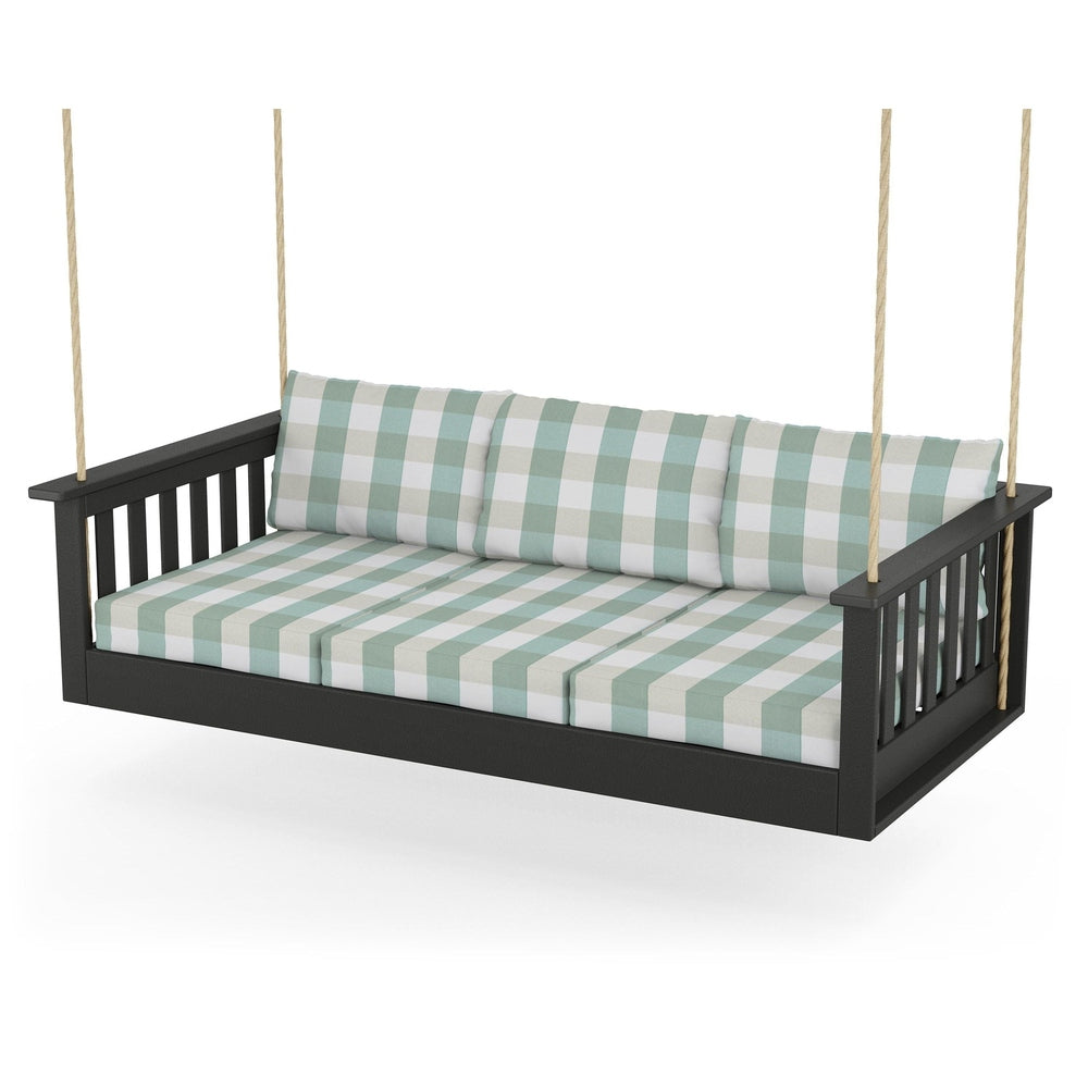 Vineyard Daybed Swing - Black / Buffalo Plaid Glacier Spa