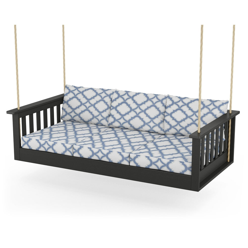 Vineyard Daybed Swing - Black / Trellis Sky Blue