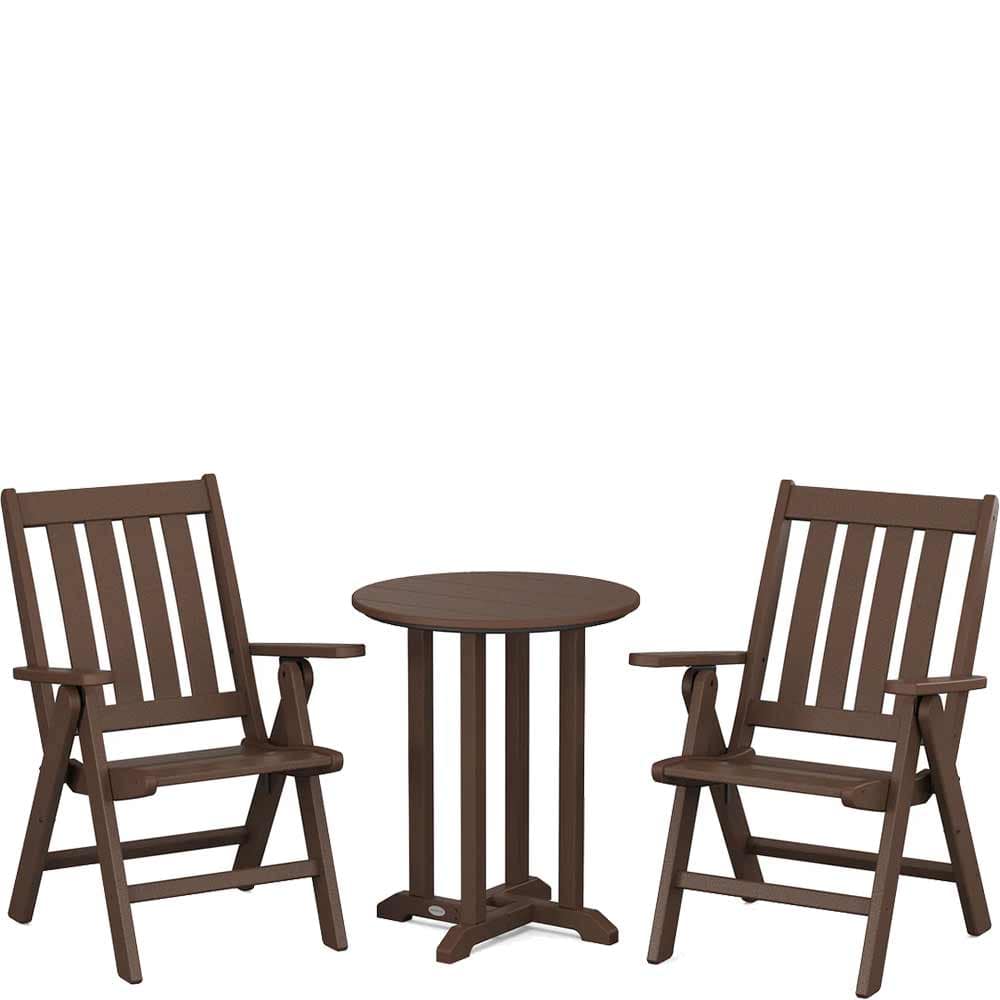 POLYWOOD® Vineyard Folding Chair 3-Piece Round Bistro Dining Set - PWS1319-1 Patio Set POLYWOOD®