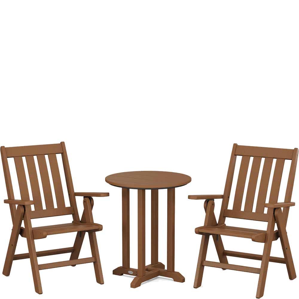 POLYWOOD® Vineyard Folding Chair 3-Piece Round Bistro Dining Set - PWS1319-1 Patio Set POLYWOOD®