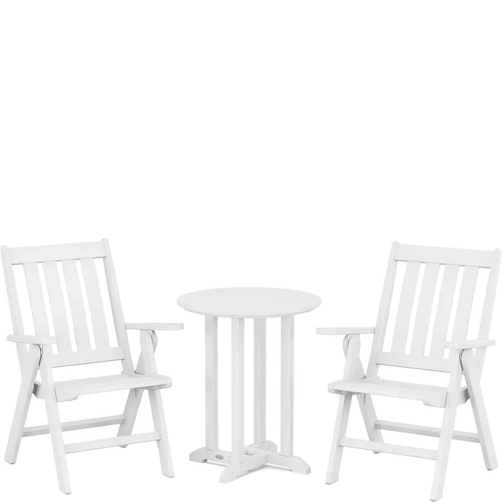 POLYWOOD® Vineyard Folding Chair 3-Piece Round Bistro Dining Set - PWS1319-1 Patio Set POLYWOOD®