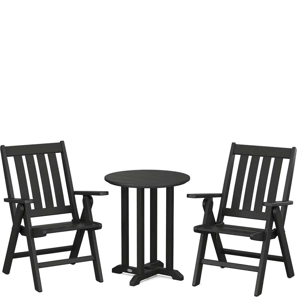 POLYWOOD® Vineyard Folding Chair 3-Piece Round Bistro Dining Set - PWS1319-1 Patio Set POLYWOOD®