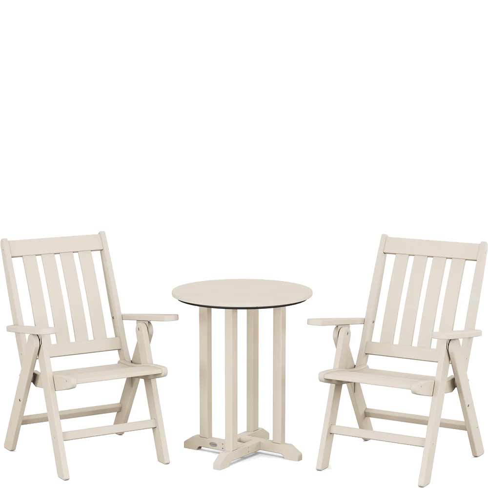 POLYWOOD® Vineyard Folding Chair 3-Piece Round Bistro Dining Set - PWS1319-1 Patio Set POLYWOOD®