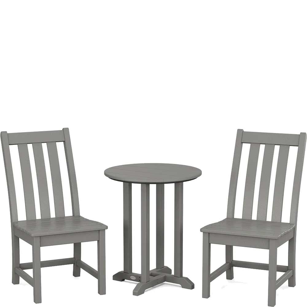 POLYWOOD® Vineyard Side Chair 3-Piece Round Bistro Dining Set - PWS1317-1