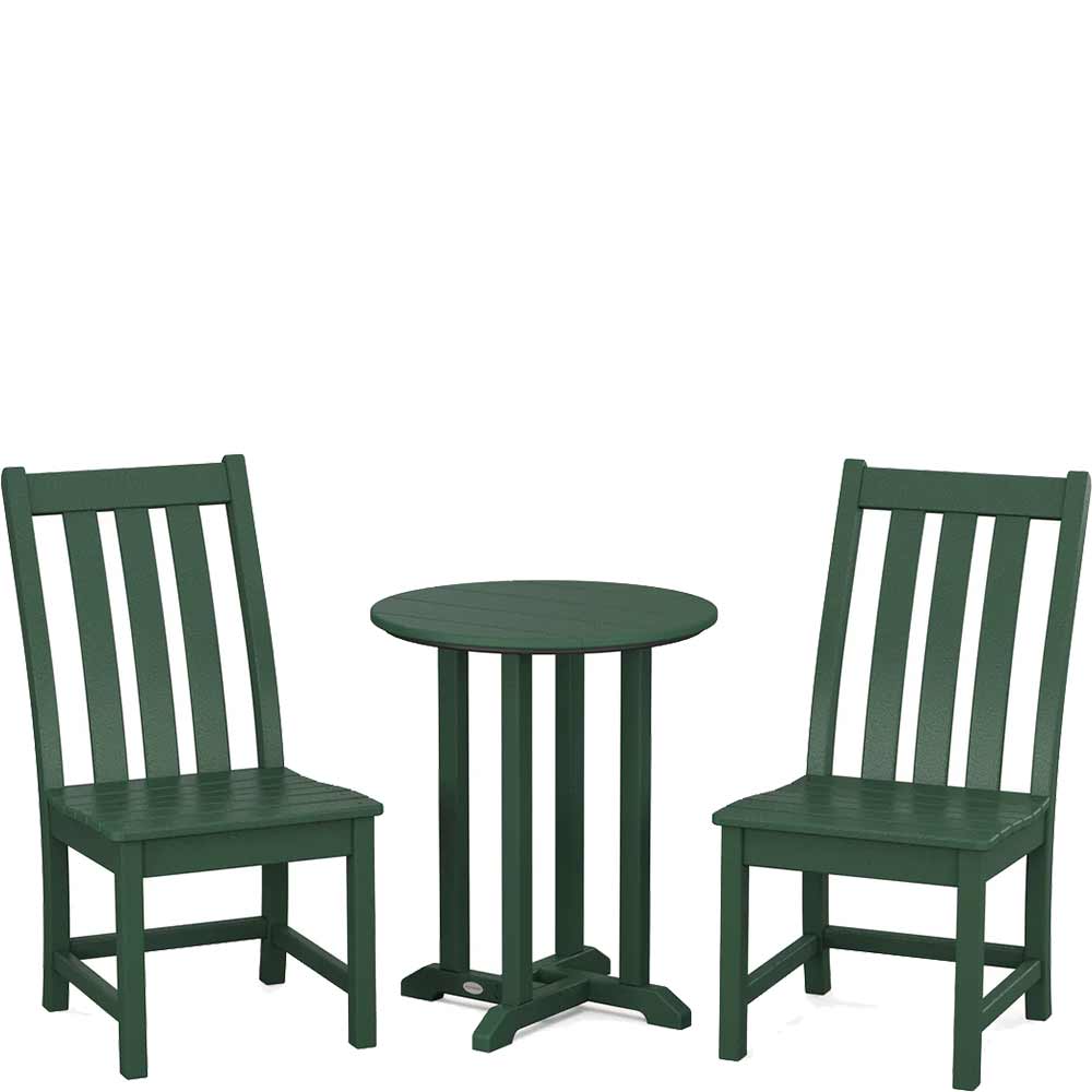 POLYWOOD® Vineyard Side Chair 3-Piece Round Bistro Dining Set - PWS1317-1 Patio Set POLYWOOD®