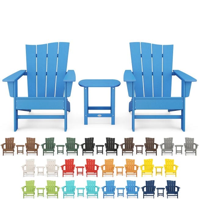 POLYWOOD® Wave 3-Piece Adirondack Chair Set - PWS587-1 Adirondack Chair POLYWOOD®