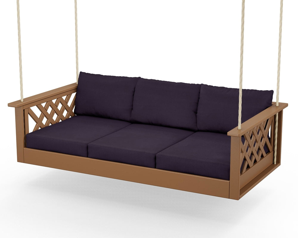 Wovendale Daybed Swing - Teak / Navy Linen