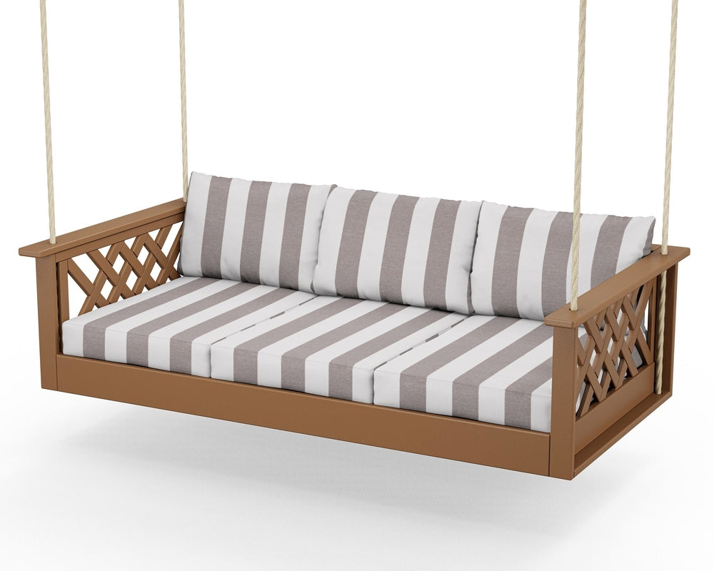 Wovendale Daybed Swing - Teak / Cabana Stripe Grey Mist