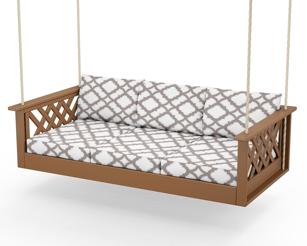 Wovendale Daybed Swing - Teak / Trellis Grey Mist