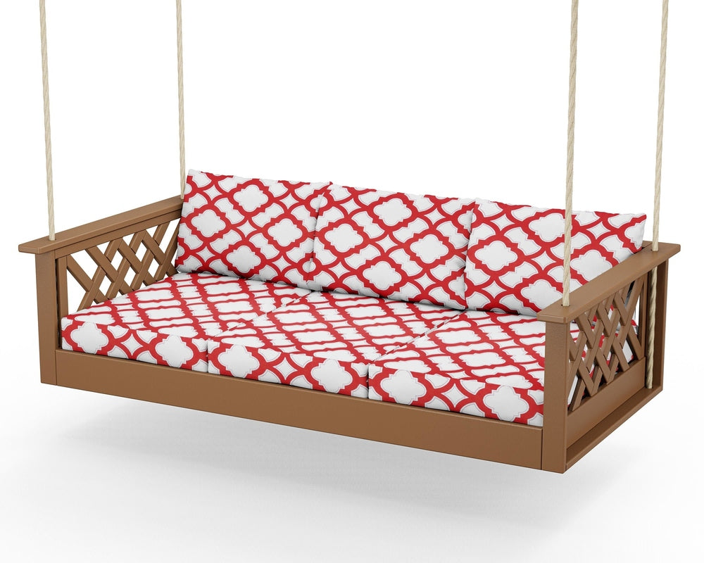 Wovendale Daybed Swing - Teak / Trellis Crimson