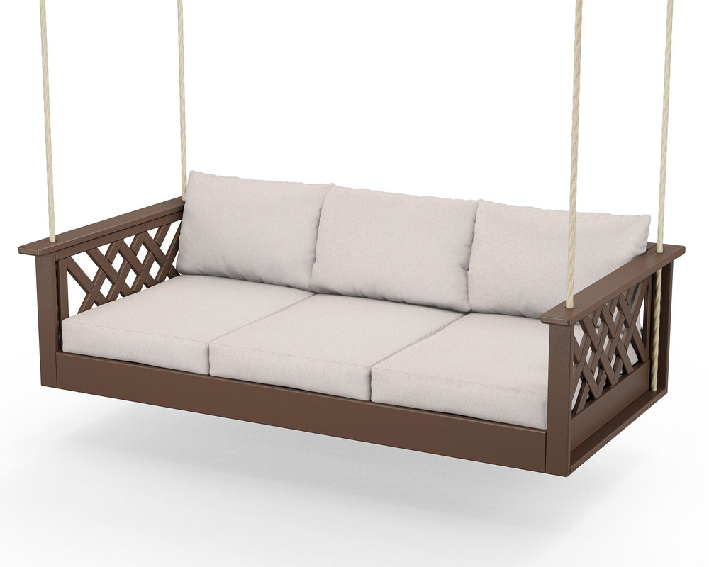Wovendale Daybed Swing - Mahogany / Dune Burlap