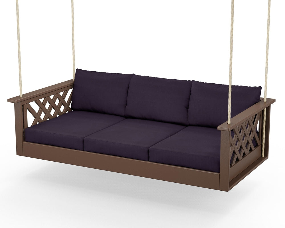 Wovendale Daybed Swing - Mahogany / Navy Linen