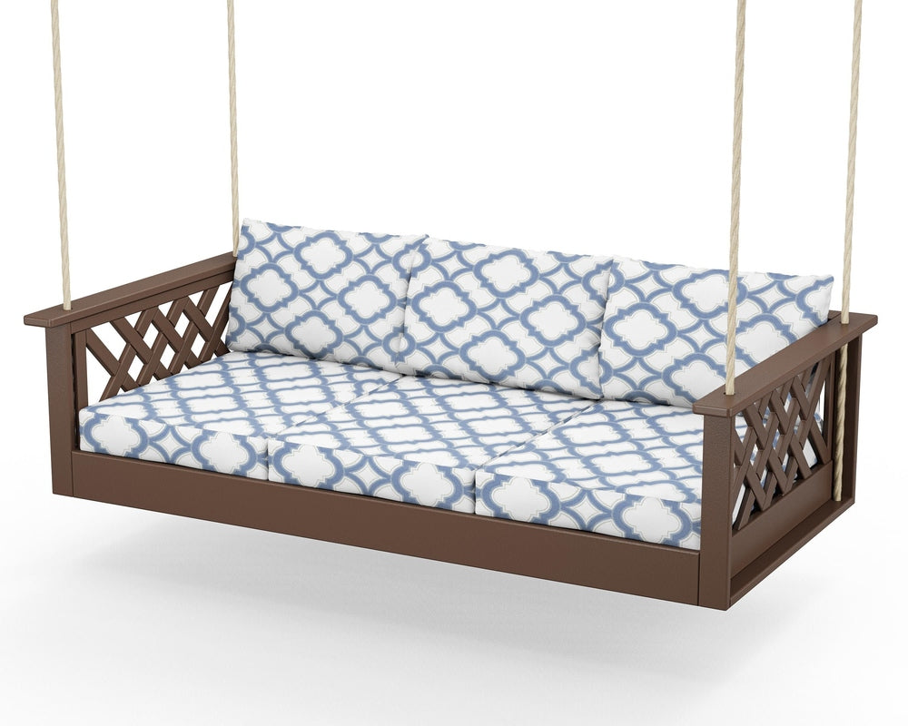 Wovendale Daybed Swing - Mahogany / Trellis Sky Blue