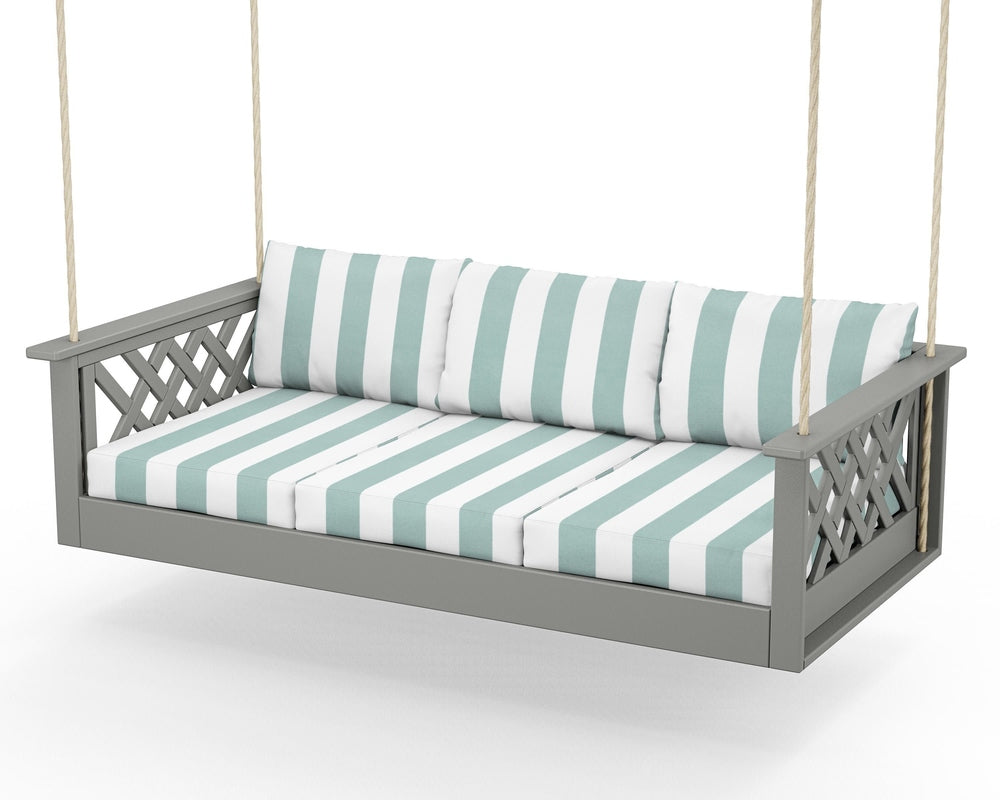 Wovendale Daybed Swing - Slate Grey / Cabana Stripe Glacier Spa