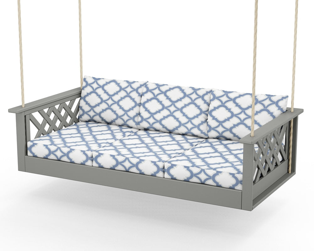 Wovendale Daybed Swing - Slate Grey / Trellis Sky Blue