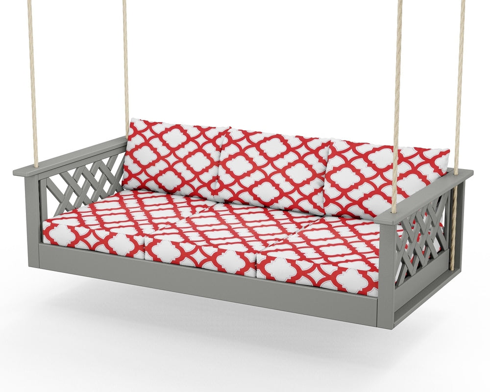 Wovendale Daybed Swing - Slate Grey / Trellis Crimson