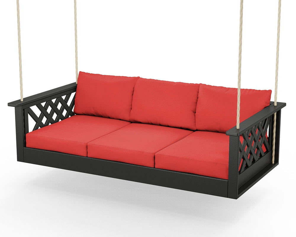 Wovendale Daybed Swing - Black / Crimson Linen