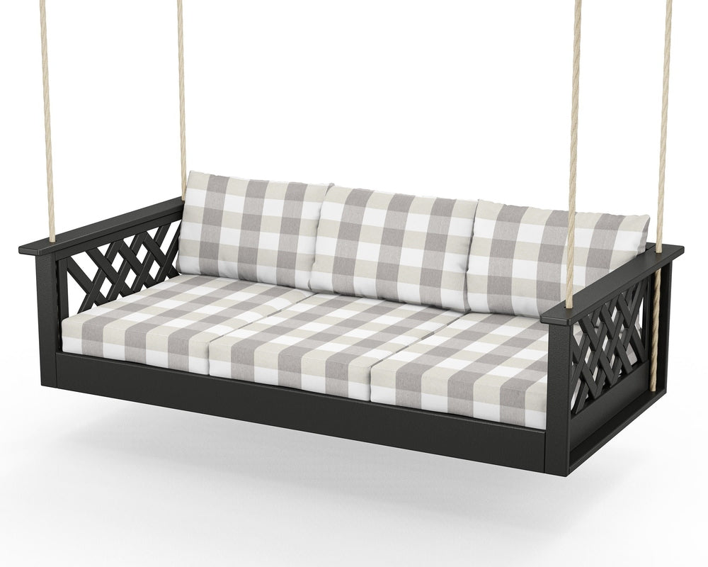 Wovendale Daybed Swing - Black / Buffalo Plaid Grey Mist
